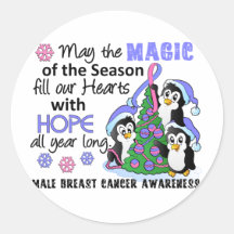 Christmas Penguins Male Breast Cancer Sticker