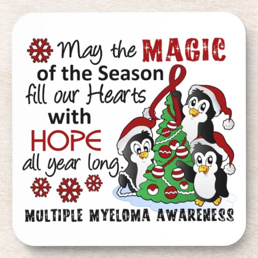 Christmas Penguins Multiple Myeloma Beverage Coaster