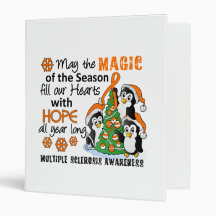 Christmas Penguins Multiple Sclerosis MS Vinyl Binders