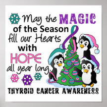 Christmas Penguins Thyroid Cancer Print