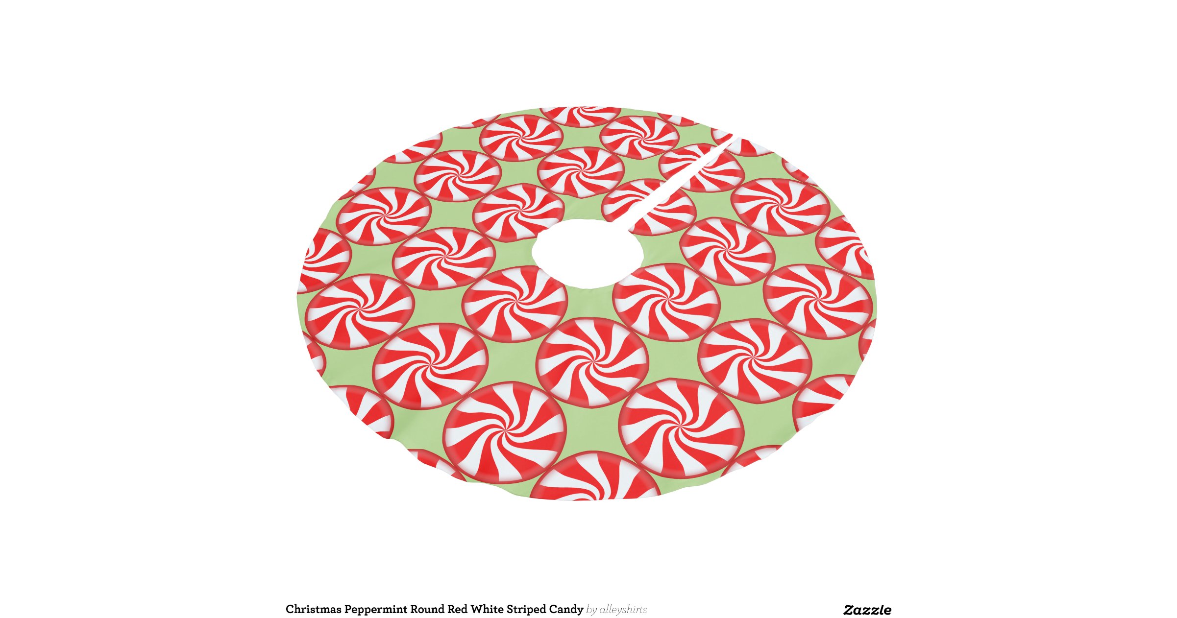 Christmas Peppermint Round Red White Striped Candy Brushed Polyester Tree Skirt | Zazzle