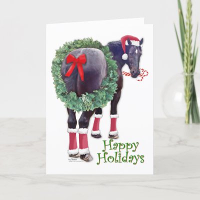 Christmas Percheron Draft Horse Greeting Card