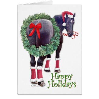 Christmas Wreath Percheron Draft Horse Holiday Card