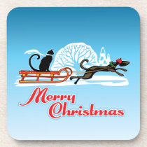 Christmas Pet Parade cork coasters