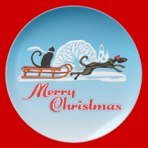 Christmas Pet Parade plates