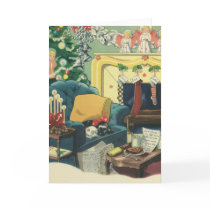 Christmas Pets Sleeping; Waiting for Santa Claus Greeting Card