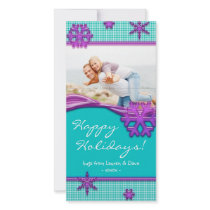 Christmas Photo Card Holiday Blue Purple Checkers photo cards by spacards Christmas Photo Card Holiday Blue Purple Checkers photo cards