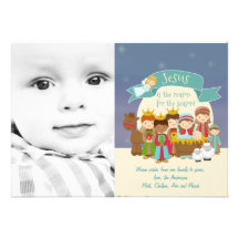Christmas Photo Card - Nativity Scene Personalized Invitation