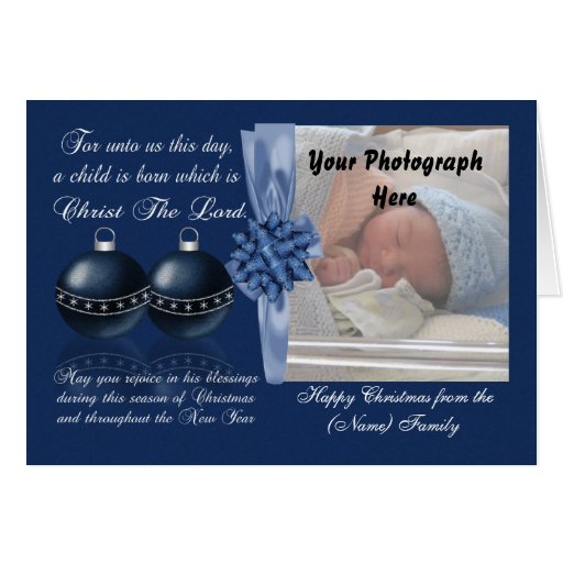 Christmas Photo Card With Religious Wording And Ba | Zazzle