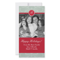 Christmas Photo Cards - Fancy Red and Seafoam