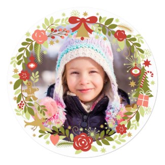 Christmas Photo Cards | Festive Wreath Invitations