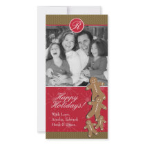Christmas Photocards with Gingerbread Family Customized Photo Card