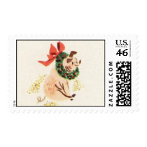 Christmas pig postage stamps