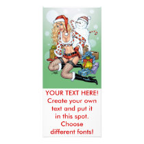 Christmas Pin-up Girl with Snowman by Al Rio Rack Card Design