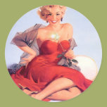Christmas Pinup Round Stickers
