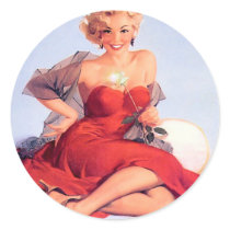 Christmas Pinup Round Stickers