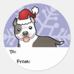Christmas Pitbull / American Staffordshire Terrier Round Sticker