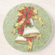 Christmas Poinsettia Bells coasters