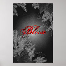 Christmas Poinsettia Black And Grey Blisse III Print