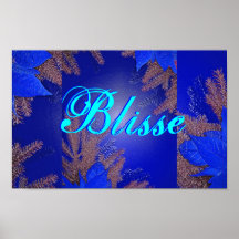 Christmas Poinsettia Blue Blisse II Poster