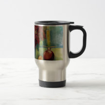 Christmas Poinsettia Candle Watercolor Mug