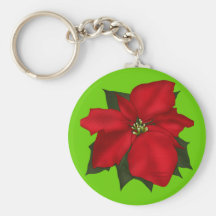 Christmas Poinsettia Flower Key Chains