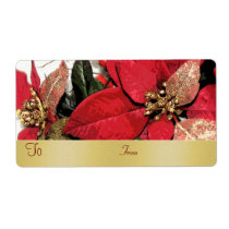 Christmas Poinsettia Gift Tag Label