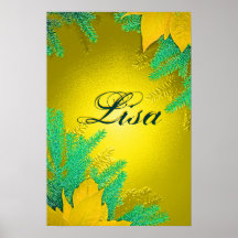 Christmas Poinsettia Gold Delight Lisa III Print