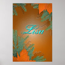 Christmas Poinsettia Orange Lisa III Poster