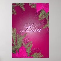 Christmas Poinsettia Pink Lisa III Print