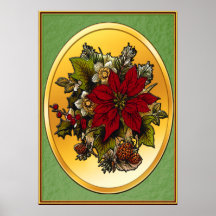 Christmas Poinsettia Poster Print (Green)