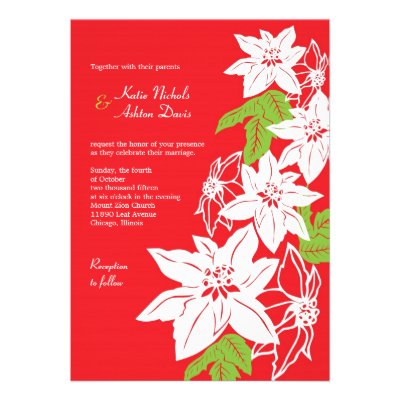 Christmas Poinsettias (Red) Wedding Invitation