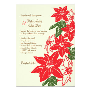 Christmas Poinsettias (Vitnage) Wedding Invitation