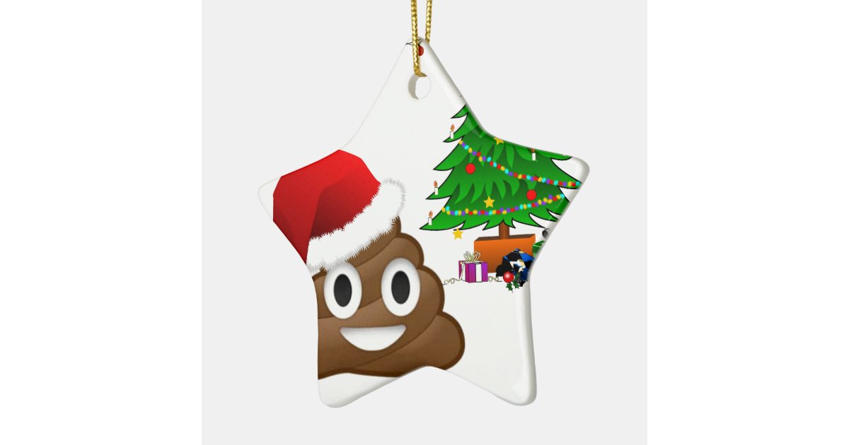 christmas poo emoji ceramic ornament | Zazzle