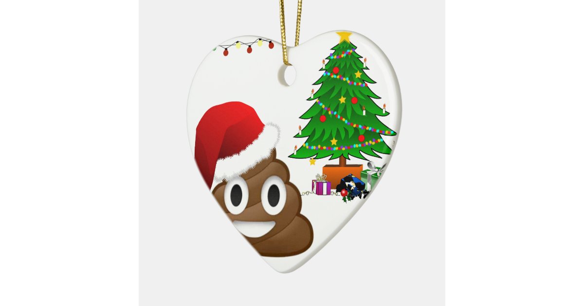 christmas poo emoji ceramic ornament | Zazzle