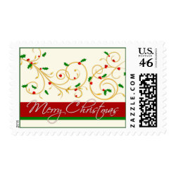 Christmas Postage - Elegant scrolls and holly stamp