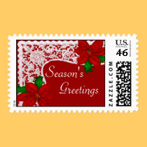 Christmas Postage Poinsettas and Lace stamps