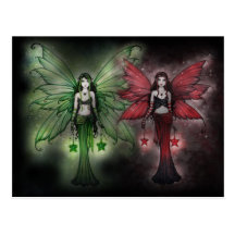 Christmas Postcard Fairy Sisters