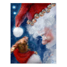 Christmas postcards: Santa Loves Animals