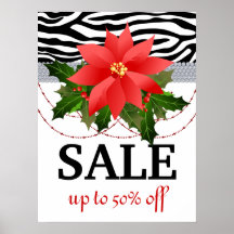 Christmas Poster Sale Zebra Poinsettia Flower 2