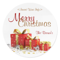 Christmas Present Customized Wine Label Round Stickers