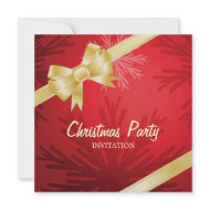 Christmas Present Golden Bow party invitation invitation