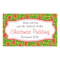 Christmas pudding paisley green food label sticker