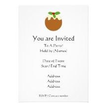 Christmas Pudding. White background. Custom Invite