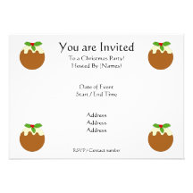 Christmas Pudding. White background. Personalized Announcement