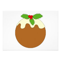 Christmas Pudding. White background. Custom Invitations