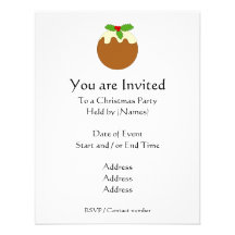 Christmas Pudding. White background. Personalized Invite