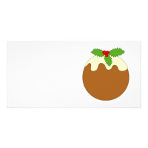 Christmas Pudding. White background. Photo Card Template