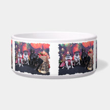 Christmas Pug Bruno Pearl Ms Wiggles - ChiPom Bear Dog Food Bowls