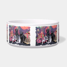 Christmas Pug Bruno Pearl Ms Wiggles - ChiPom Bear Pet Bowls